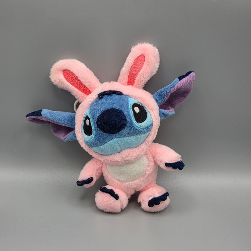 Disney Stitch Plush Clip Pink Bunny Rabbit Costume Easter Keychain Blue 2023